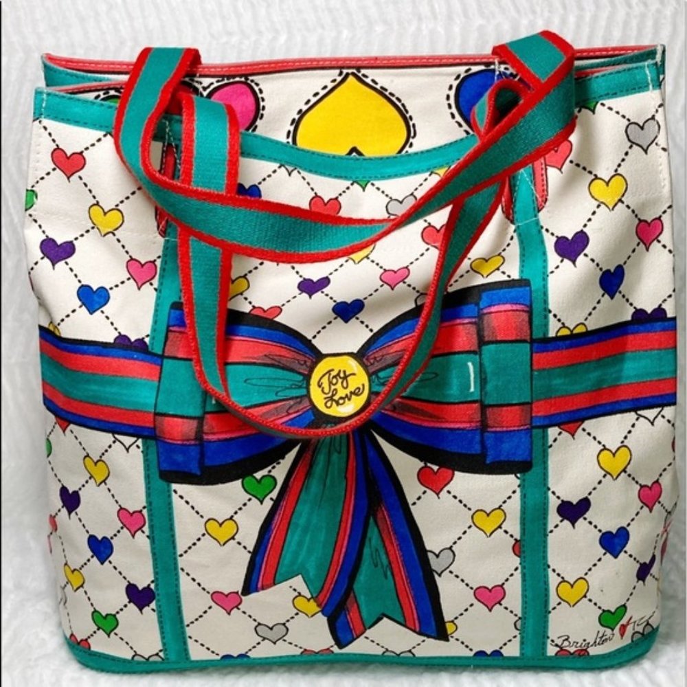 NWT Brighton Collector Canvas Love & Joy Tote | Colorful | Size Large